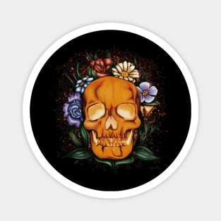 Bright glowing skull with flowers Magnet